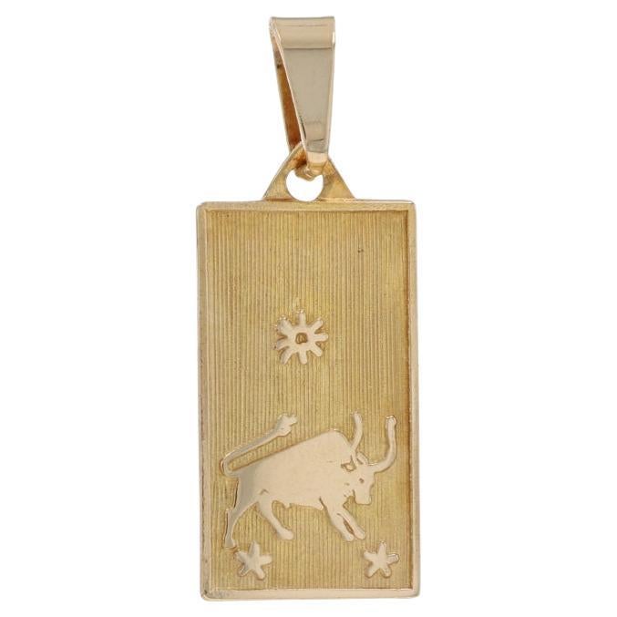 French Taurus Starsign Zodiac 18K Yellow Gold Charm Medal Pendant For ...