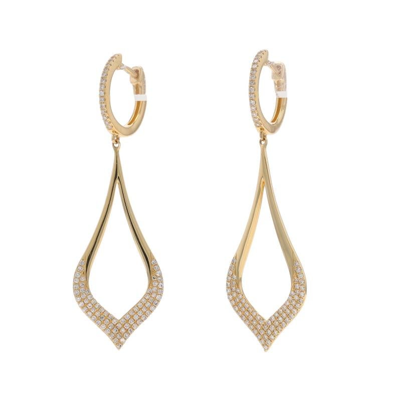 Gelbgold Teardrop Ohrringe baumeln 14k Pave durchbohrt Damen im Angebot