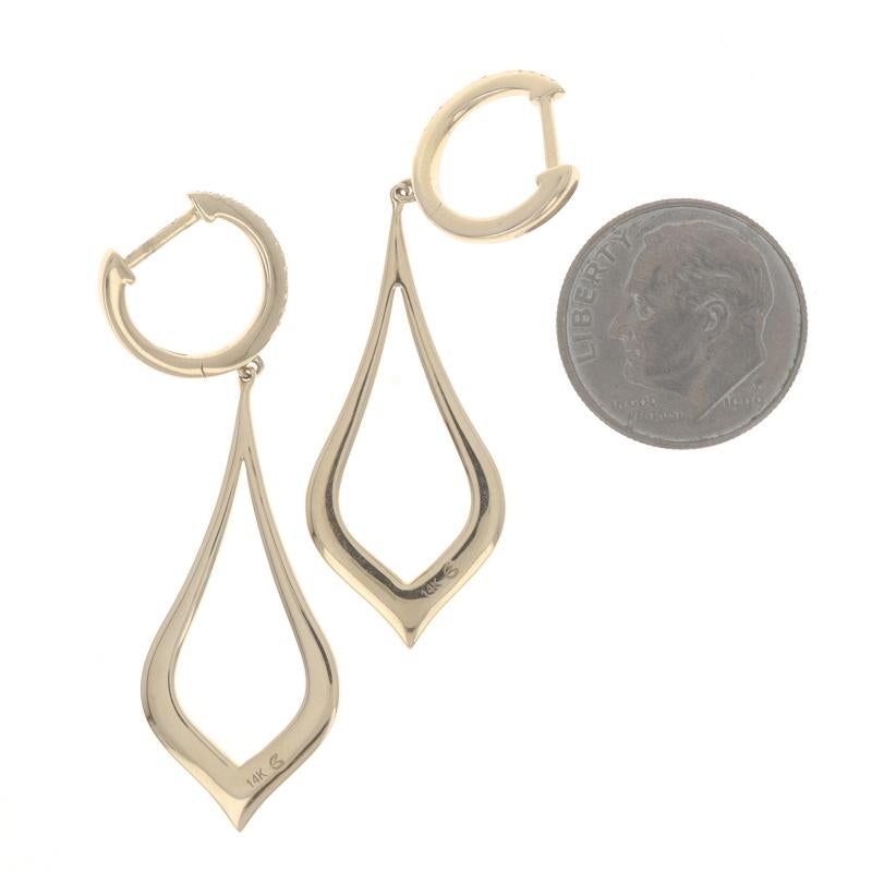 Gelbgold Teardrop Ohrringe baumeln 14k Pave durchbohrt im Angebot 1