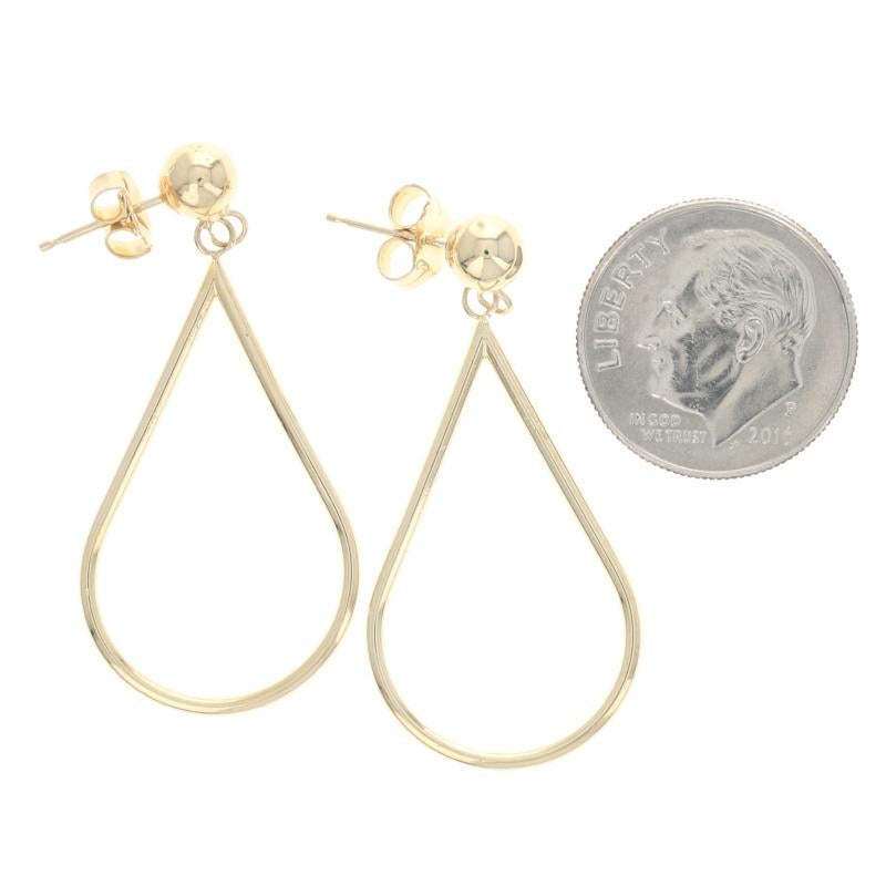 Yellow Gold Teardrop Dangle Earrings, 14k Pierced In Excellent Condition In Greensboro, NC