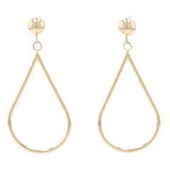 Yellow Gold Teardrop Dangle Earrings, 14k Pierced