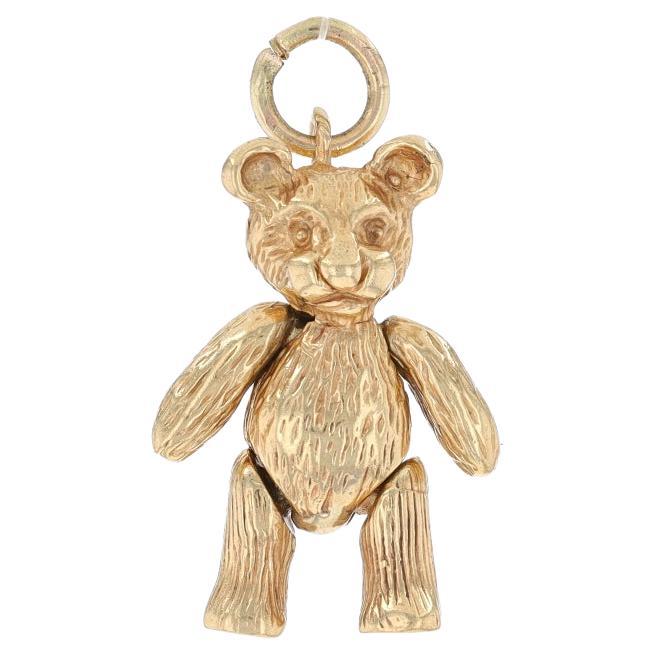 Yellow Gold Teddy Bear Charm - 9k Childhood Toy Moves