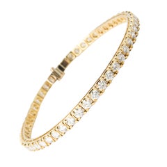 18 Karat Yellow Gold Diamond Tennis Bracelet