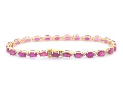Gelbgold-Tennisarmband aus Gelbgold mit Diamanten und Rubinen