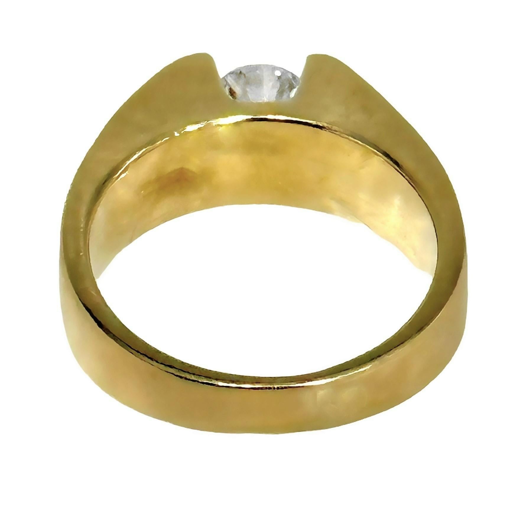 Diamantring in Gelbgold mit Spannungsverhältnis (Moderne) im Angebot
