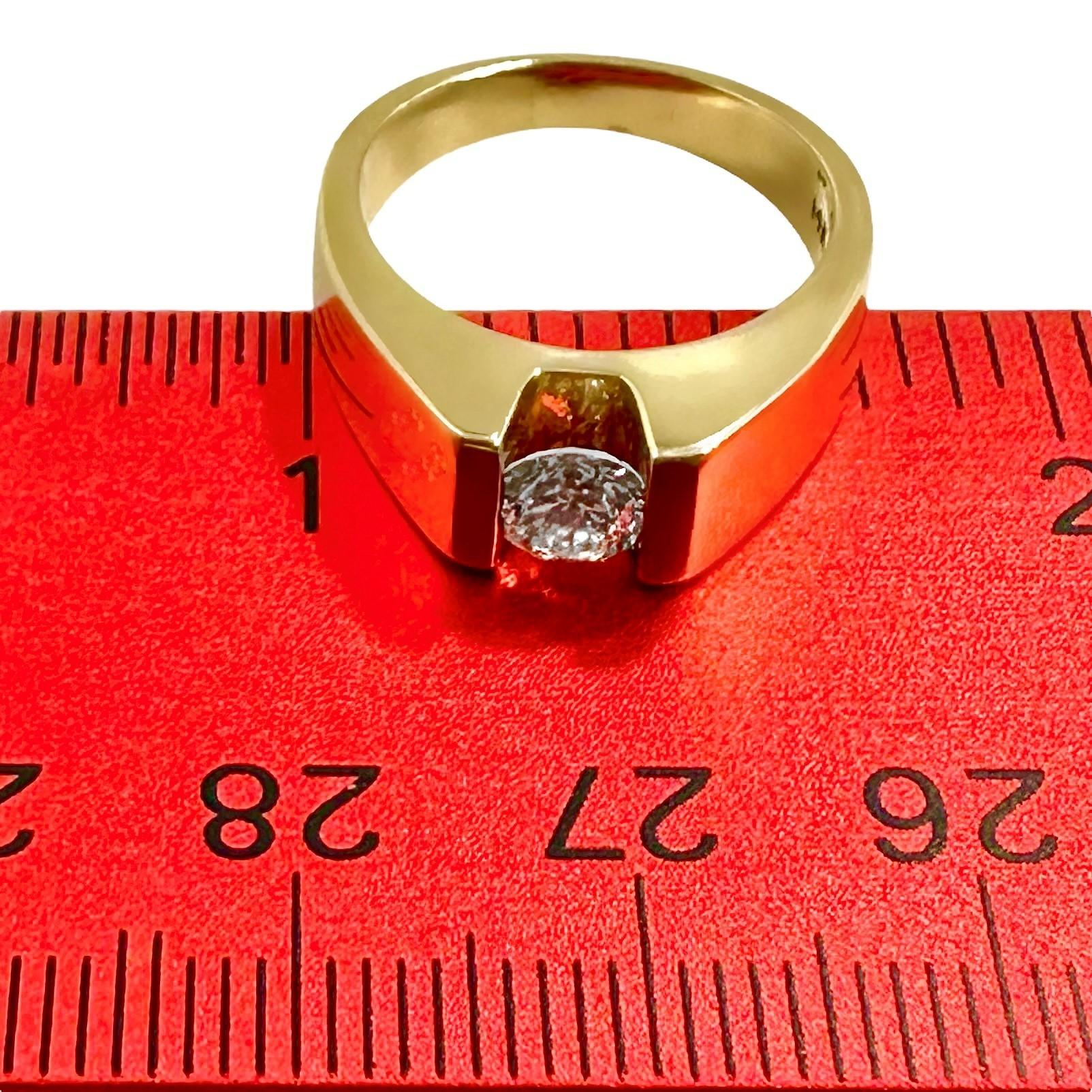 Modern Yellow Gold Tension Set Diamond Ring For Sale