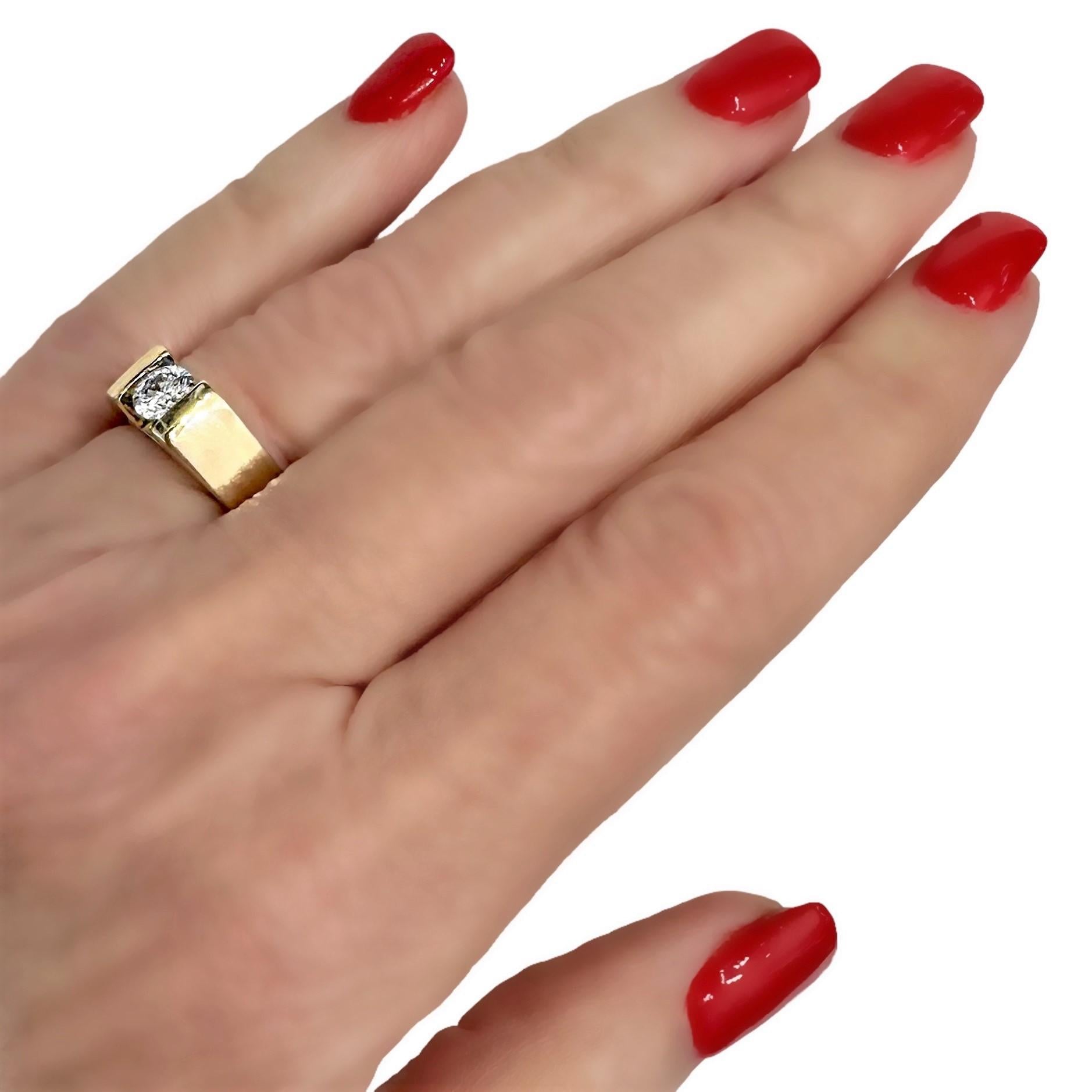 Women's or Men's Yellow Gold Tension Set Diamond Ring