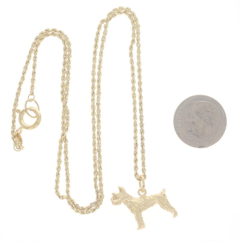 Collier pendentif chien terrier en or jaune 19 3/4
