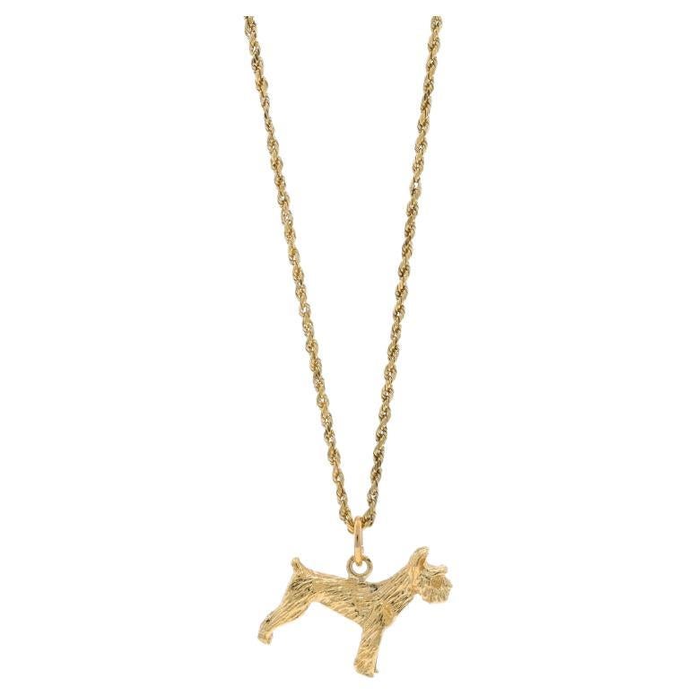 Collar Colgante Perro Terrier Oro Amarillo 19 3/4" - 14k Standng Mascota Canina