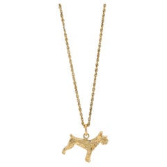 Yellow Gold Terrier Dog Pendant Necklace 19 3/4" - 14k Standng Pet Canine
