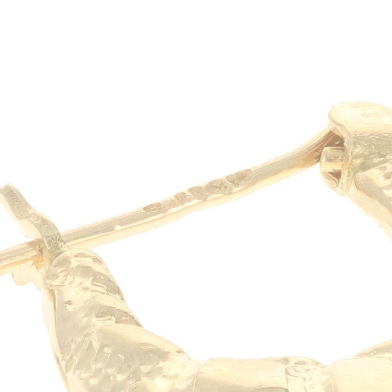 Yellow Gold Textured Animal Print Tapered Hoop Earrings - 14k Pierced For Sale 1