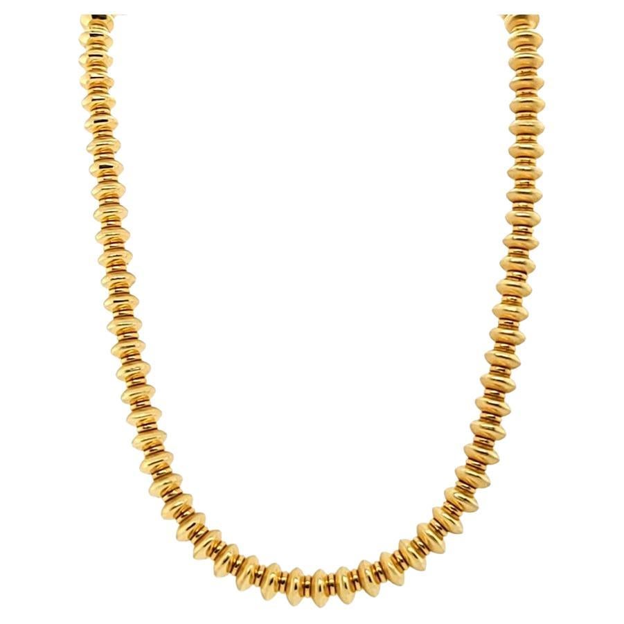 Yellow Gold Textured Bead Necklace
