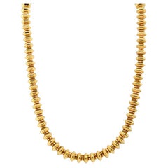 Yellow Gold Textured Bead Necklace