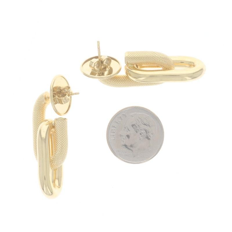 Gelbgold Texturierte Gliedertropfenohrringe mit Kette - 14k Italien durchbohrt Damen