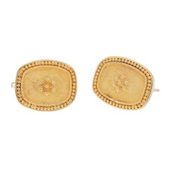 Yellow Gold Textured Clip Post Earrings