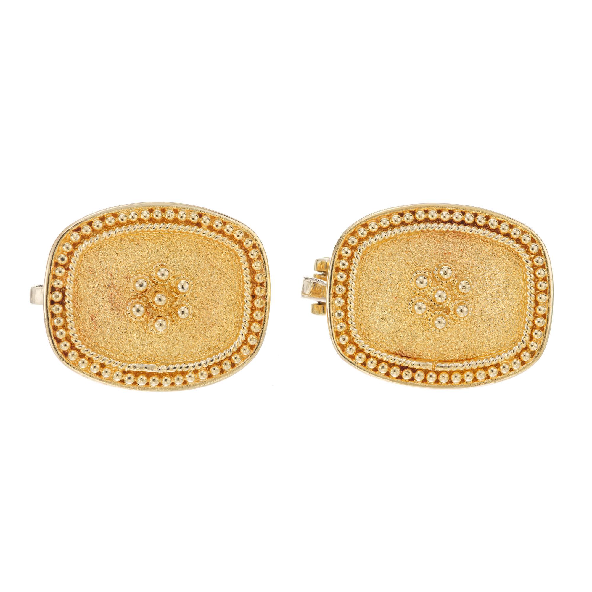 Women's Yellow Gold Textured Clip Post Earrings  For Sale