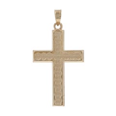 Yellow Gold Textured Cross Pendant - 14k Faith