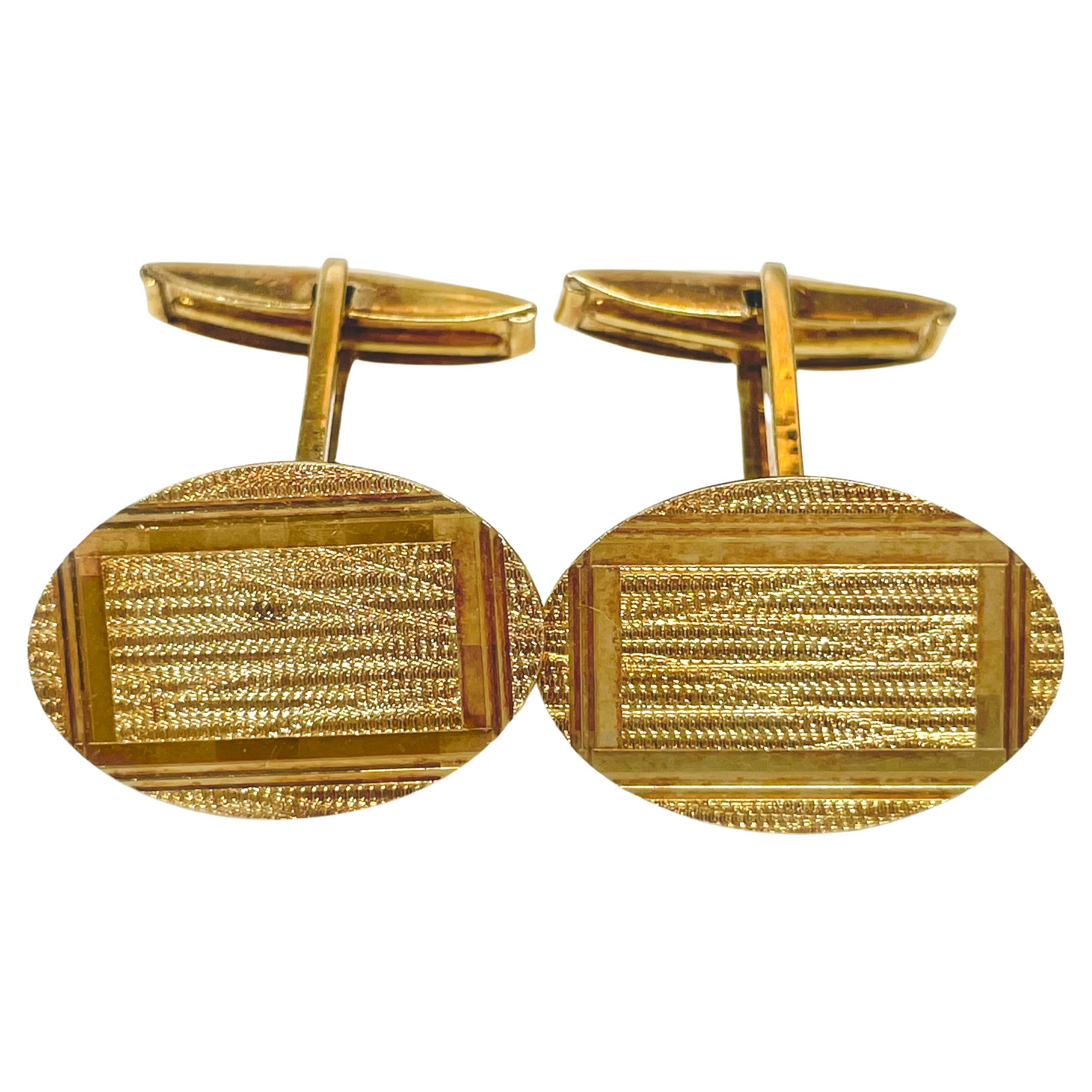 Yellow Gold Textured Cufflinks For Sale