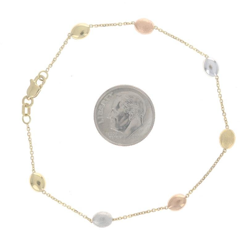 Gelbgold Texturiertes Punkt-Station-Armband 7 1/4