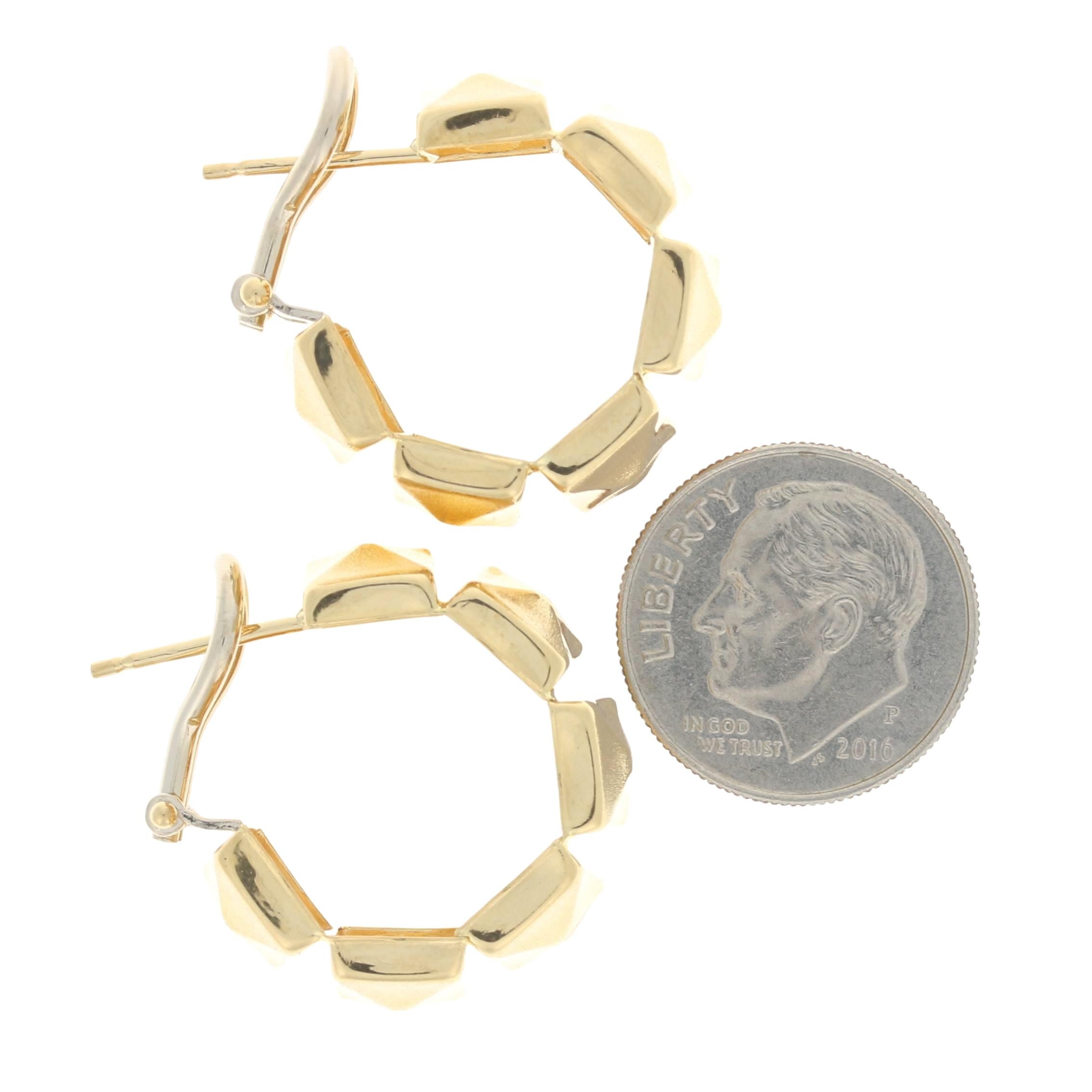 Yellow Gold Textured Half-Hoop Earrings, 18 Karat Pierced Omega Closures 1