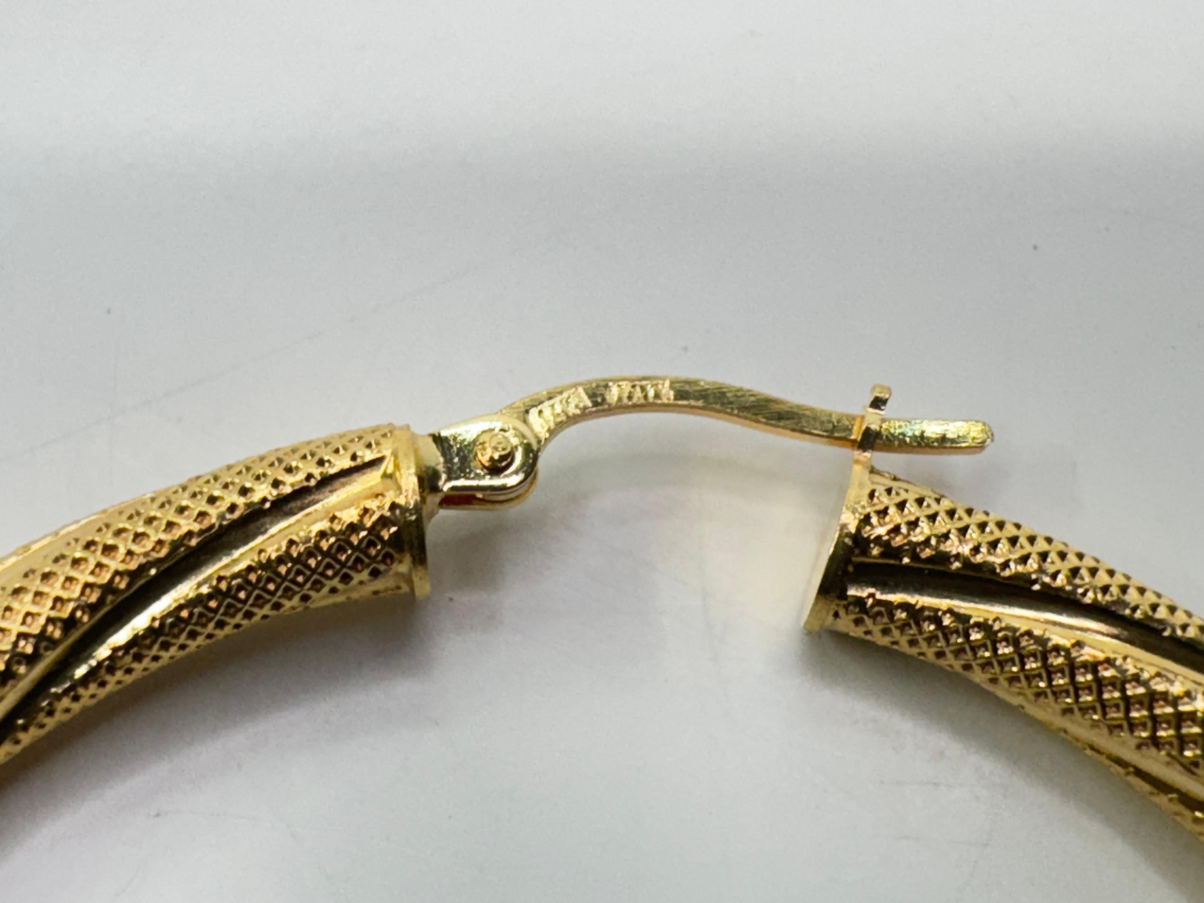 Yellow Gold Textured Hoop Earrings For Sale 3