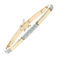 Yellow Gold Textured Link Bracelet, 14k Italy