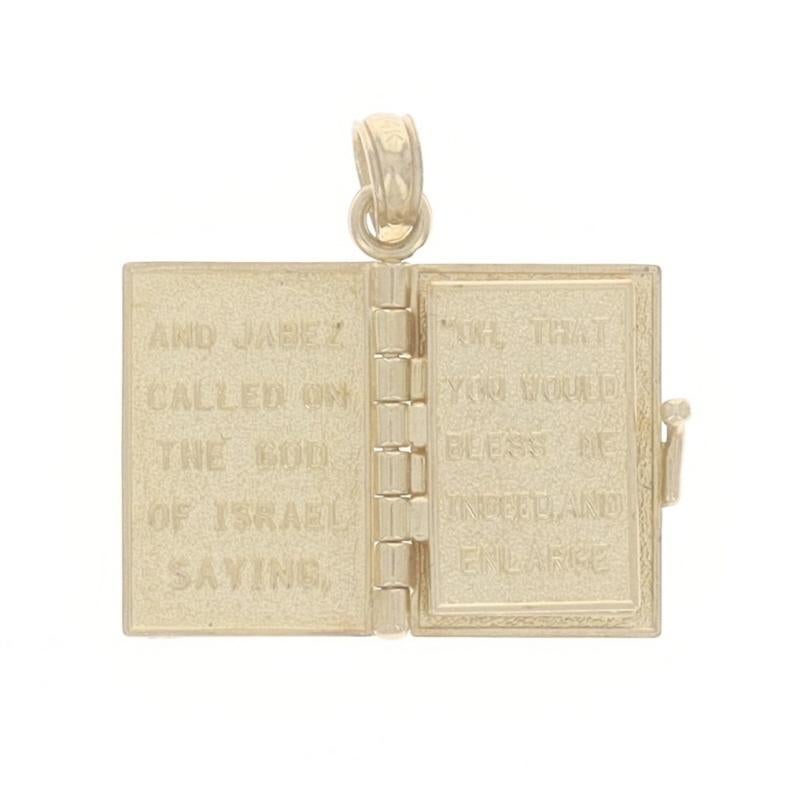 Yellow Gold The Jabez Prayer Book Pendant - 14k Faith I Chronicles 4:10 Opens In Excellent Condition For Sale In Greensboro, NC