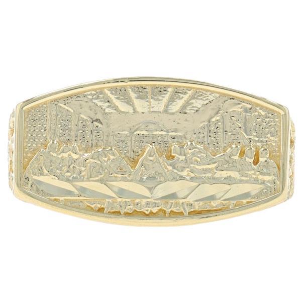 Yellow Gold The Last Supper Men's Ring - 10k Jesus & His Disciples For Sale