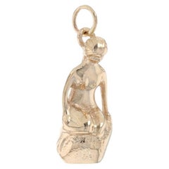 Yellow Gold The Little Mermaid of Copenhagen Charm, 14k Denmark Statue Pendant