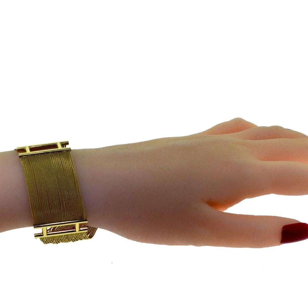 Women's or Men's Yellow Gold Thin Multi Strand Wide Flowy Bracelet For Sale