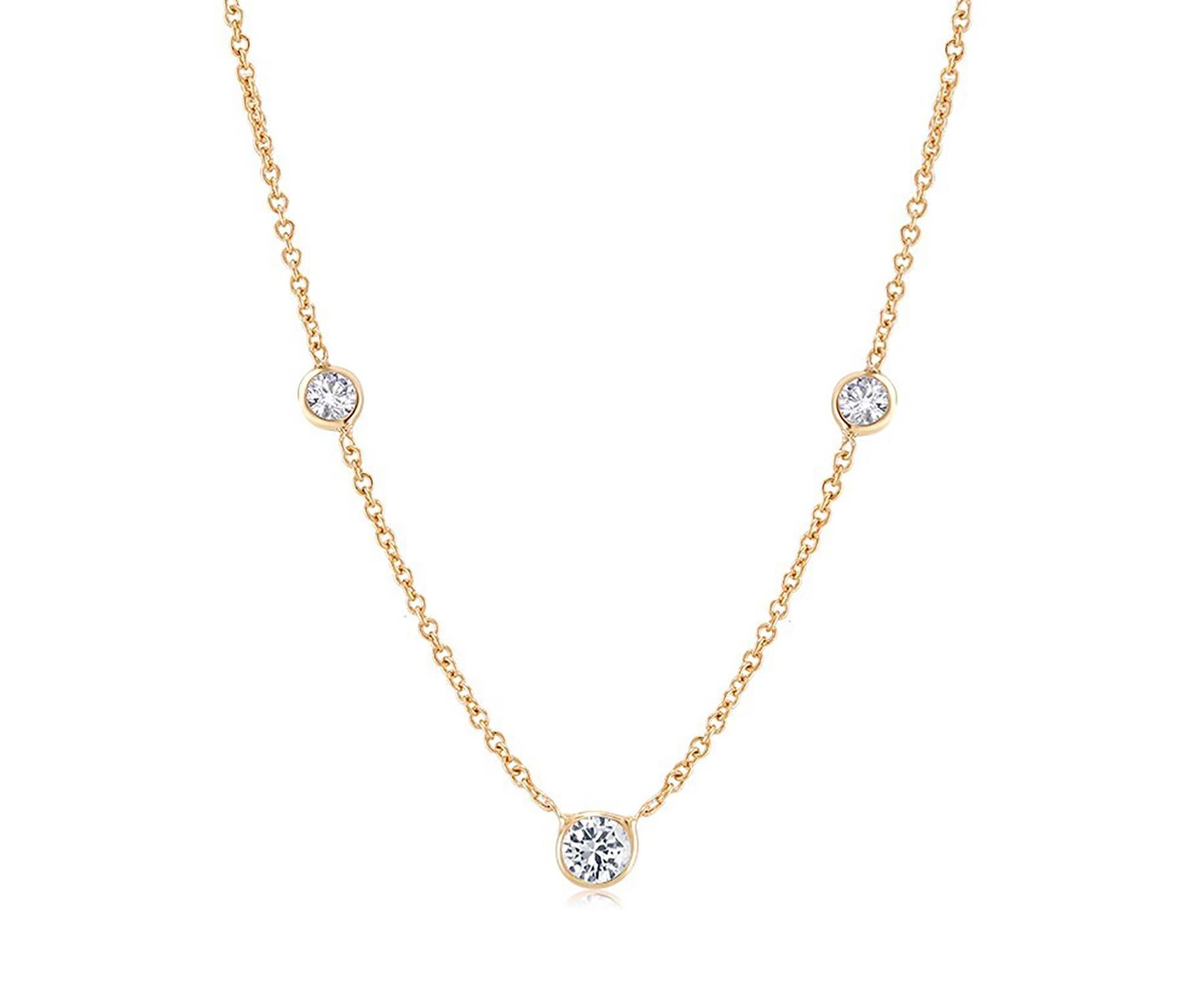 multiple diamond bezel necklace