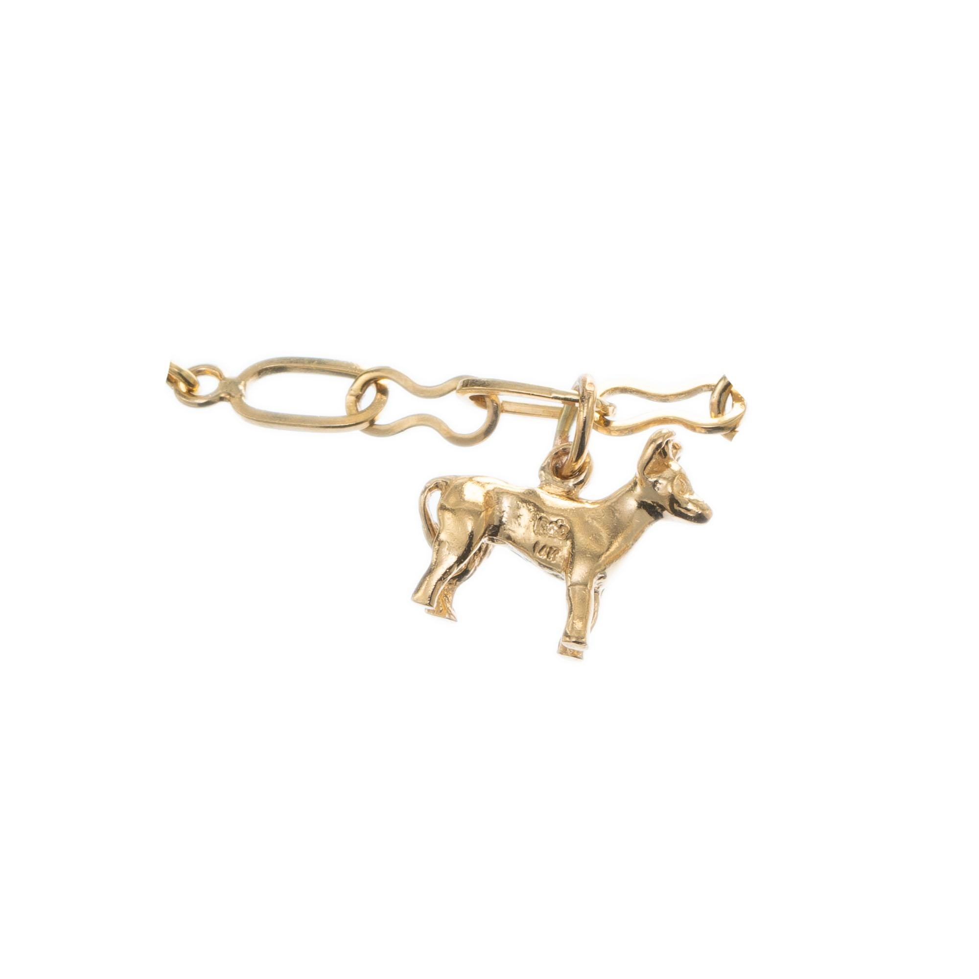 Yellow Gold Three-Dimensional Dog Theme Charm Bracelet In Good Condition In Stamford, CT