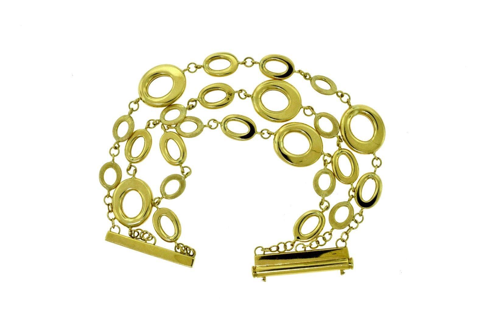 Contempo 18k Yellow Gold Elipse Chain Link Bracelet In Good Condition For Sale In Miami, FL