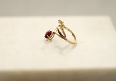 Yellow Gold Tibetan Ring with Ruby and Diamonds