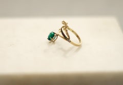 Yellow Gold Cocktail Ring with Vivid Cushion Emerald and Diamonds