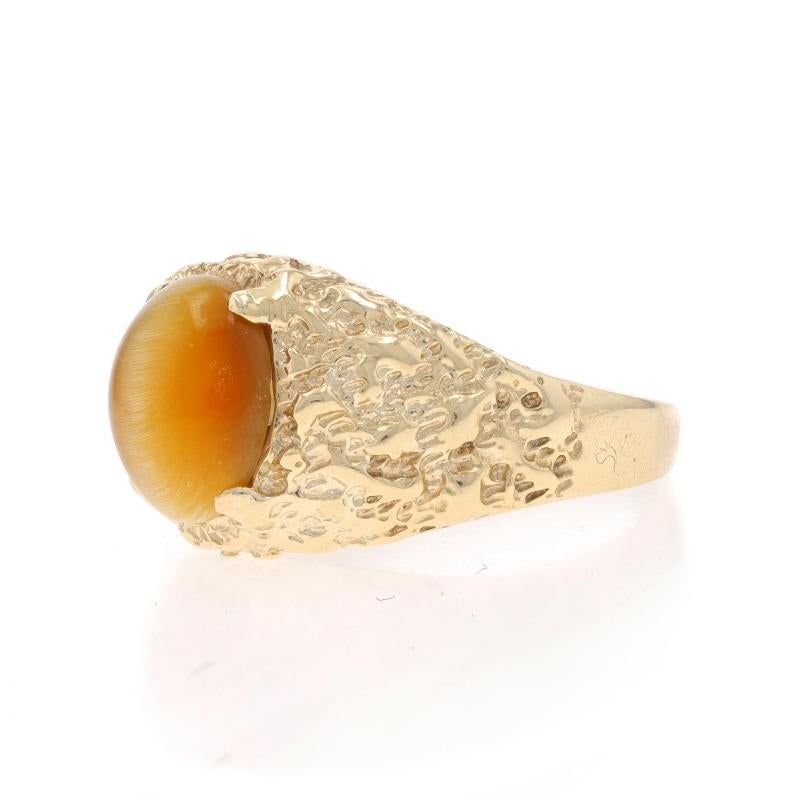 Gelbgold Tigerauge Herrenring - 10k Oval Cabochon Solitaire im Zustand „Hervorragend“ im Angebot in Greensboro, NC