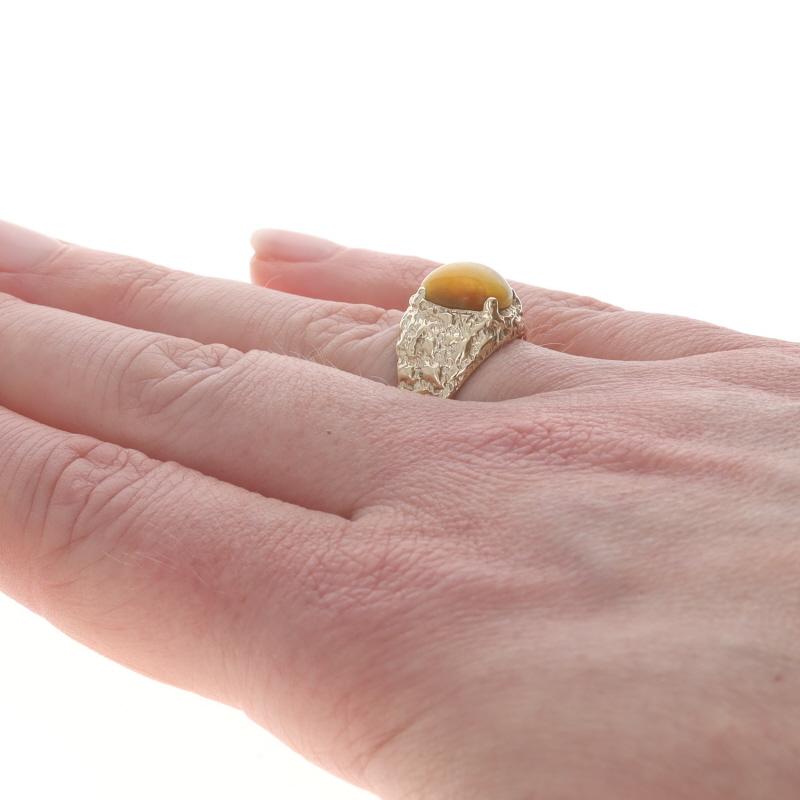 Gelbgold Tigerauge Herrenring - 10k Oval Cabochon Solitaire im Angebot 1