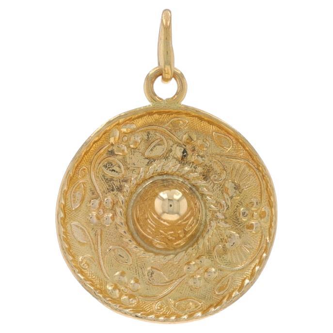 Yellow Gold Tijuana Sombrero Charm - 14k Mexico Sombrero de Charro Hat