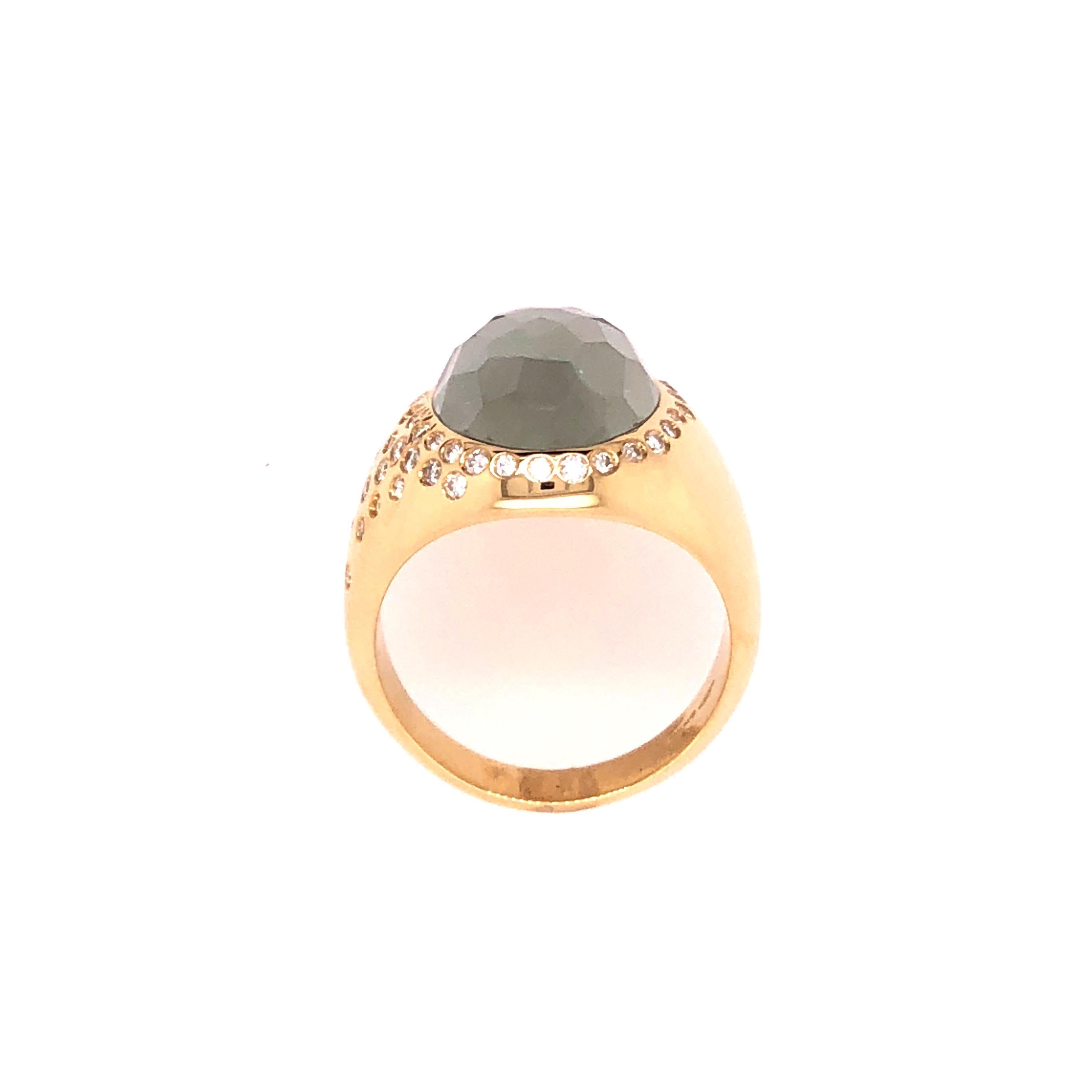 Oval Cut Yellow Gold Topaz and Diamond Ring