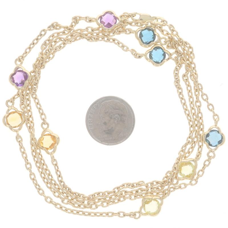 Collier en or jaune Topaze Citrine Améthyste Quatrefoil Station 36