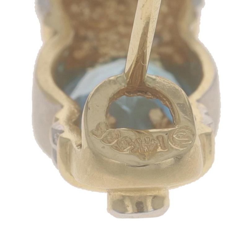 J-Hoop-Ohrringe aus Gelbgold mit Topas und Diamanten - 14k runder 1,24 ctw Seil, matt durchbohrt Damen im Angebot