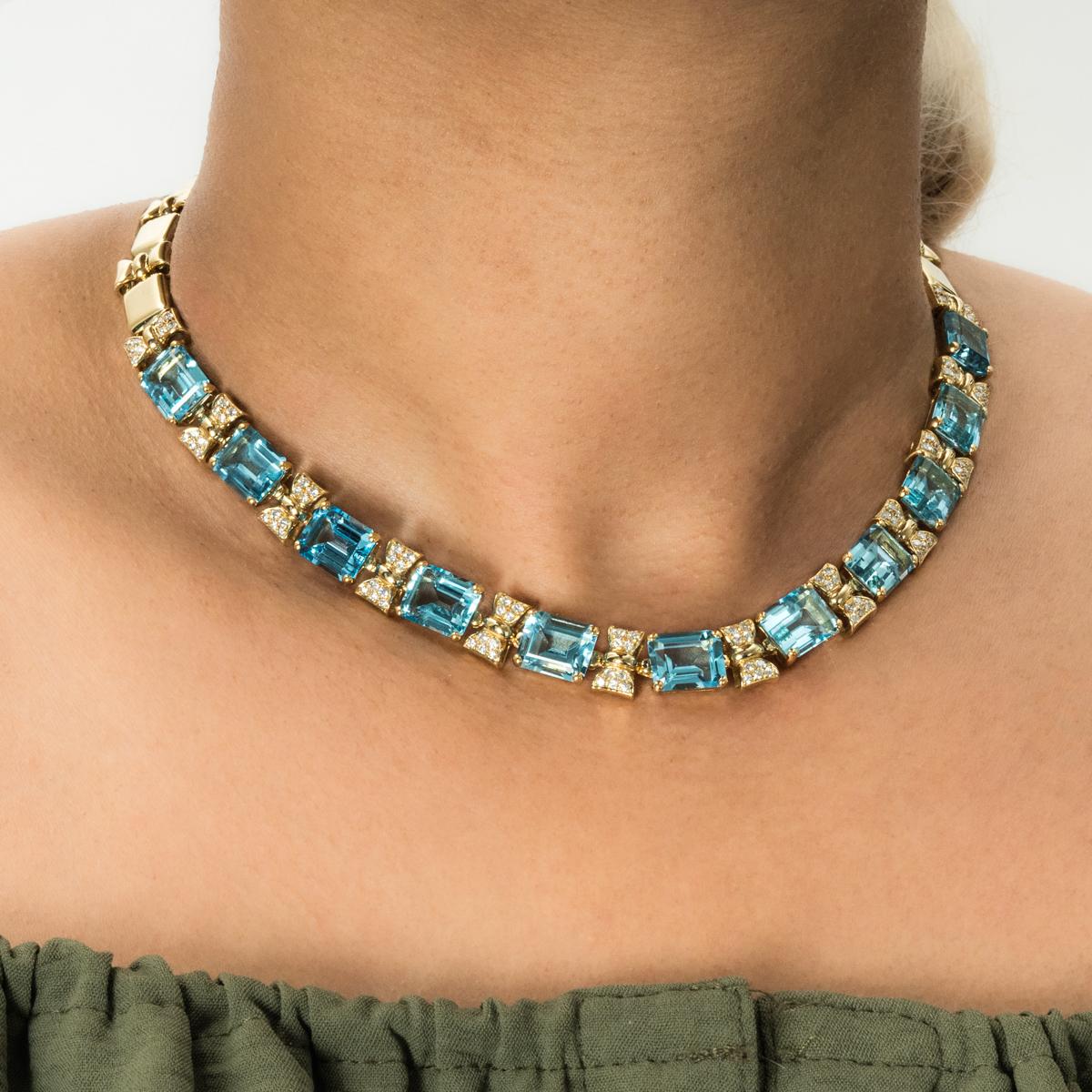 Women's Yellow Gold Topaz & Diamond Necklace