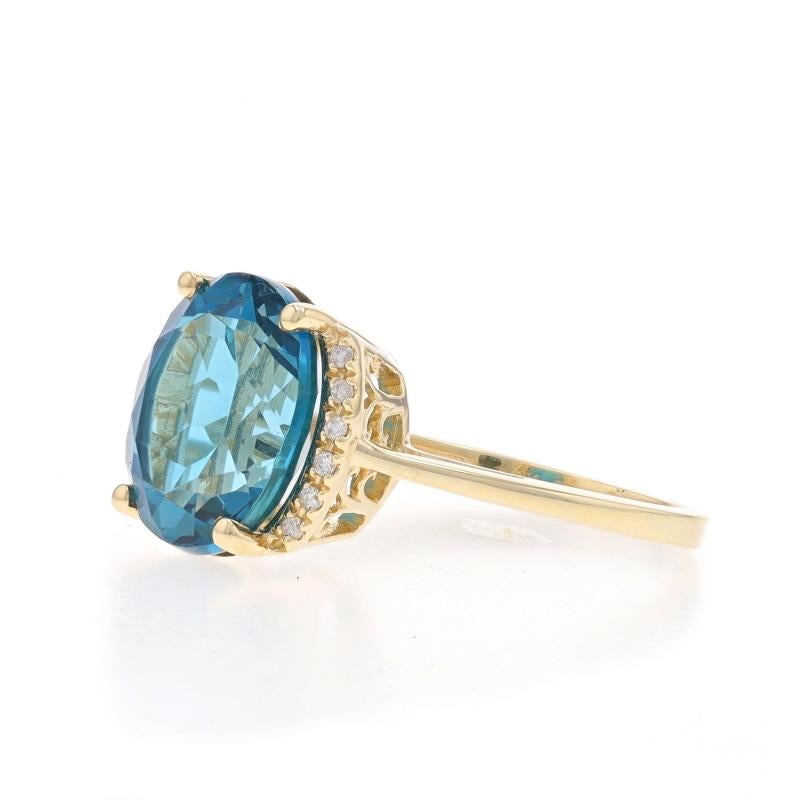 Gelbgold Topas Diamantring - 10k Oval 5,44ctw Londoner Blau im Zustand „Hervorragend“ in Greensboro, NC