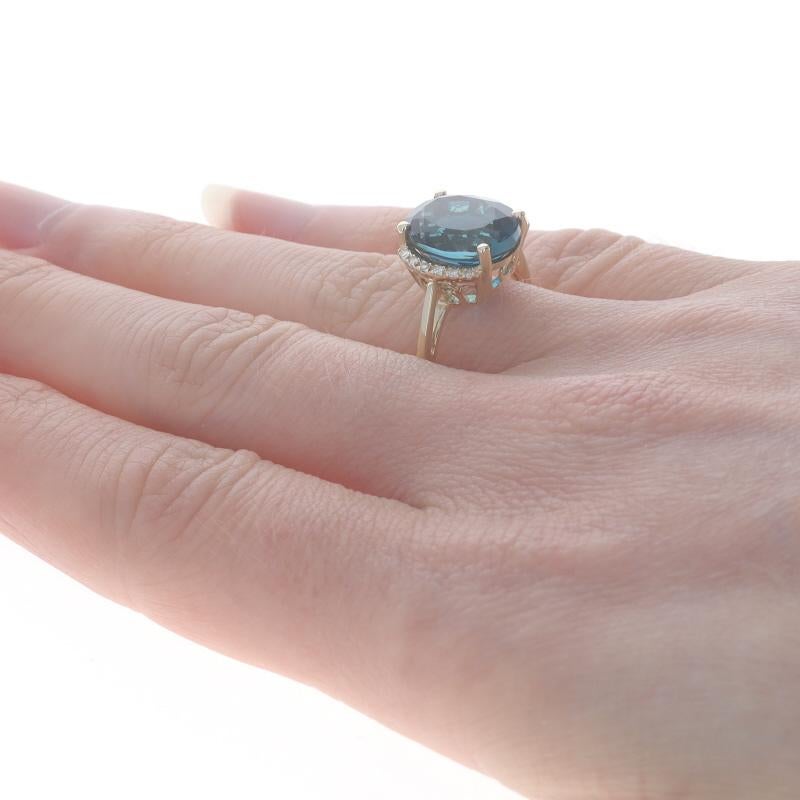 Gelbgold Topas Diamantring - 10k Oval 5,44ctw Londoner Blau Damen