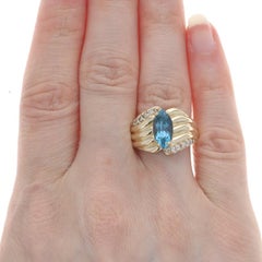 Yellow Gold Topaz Diamond Ring 14k Marquise 2.29ctw Ribbed