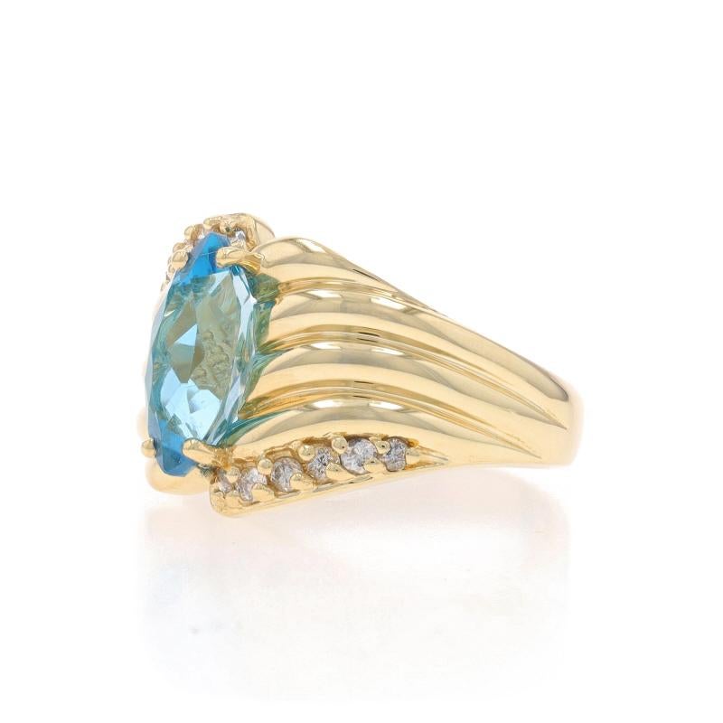 Taglio marquise Anello in oro giallo con diamante Topazio 14k Marquise 2.29ctw a coste in vendita
