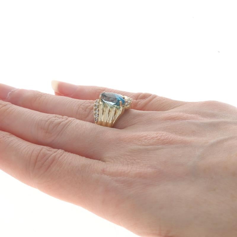 Anello in oro giallo con diamante Topazio 14k Marquise 2.29ctw a coste In condizioni ottime in vendita a Greensboro, NC