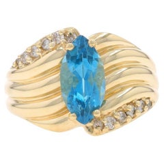 Anello in oro giallo con diamante Topazio 14k Marquise 2.29ctw a coste