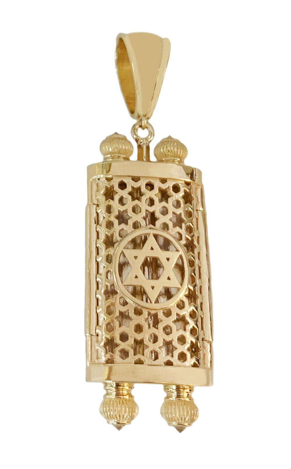 Pendentif Torah en or jaune avec émail bleu et diamants Unisexe en vente