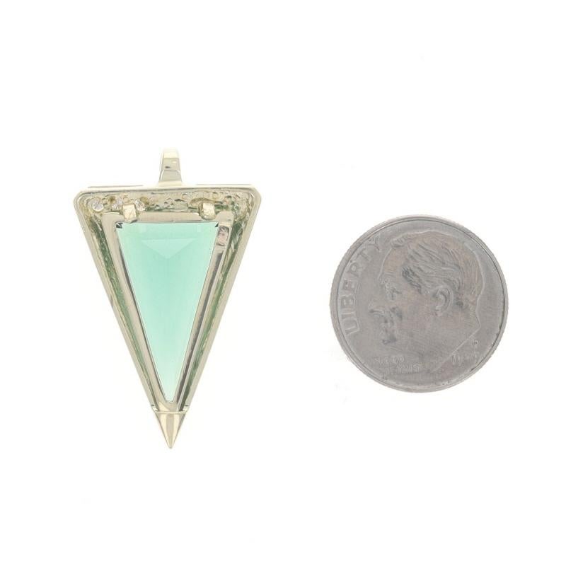 Gelbgold Turmalin Diamant Geometrischer Anhänger - 14k Step Cut Triangle 9.24ctw im Zustand „Hervorragend“ im Angebot in Greensboro, NC